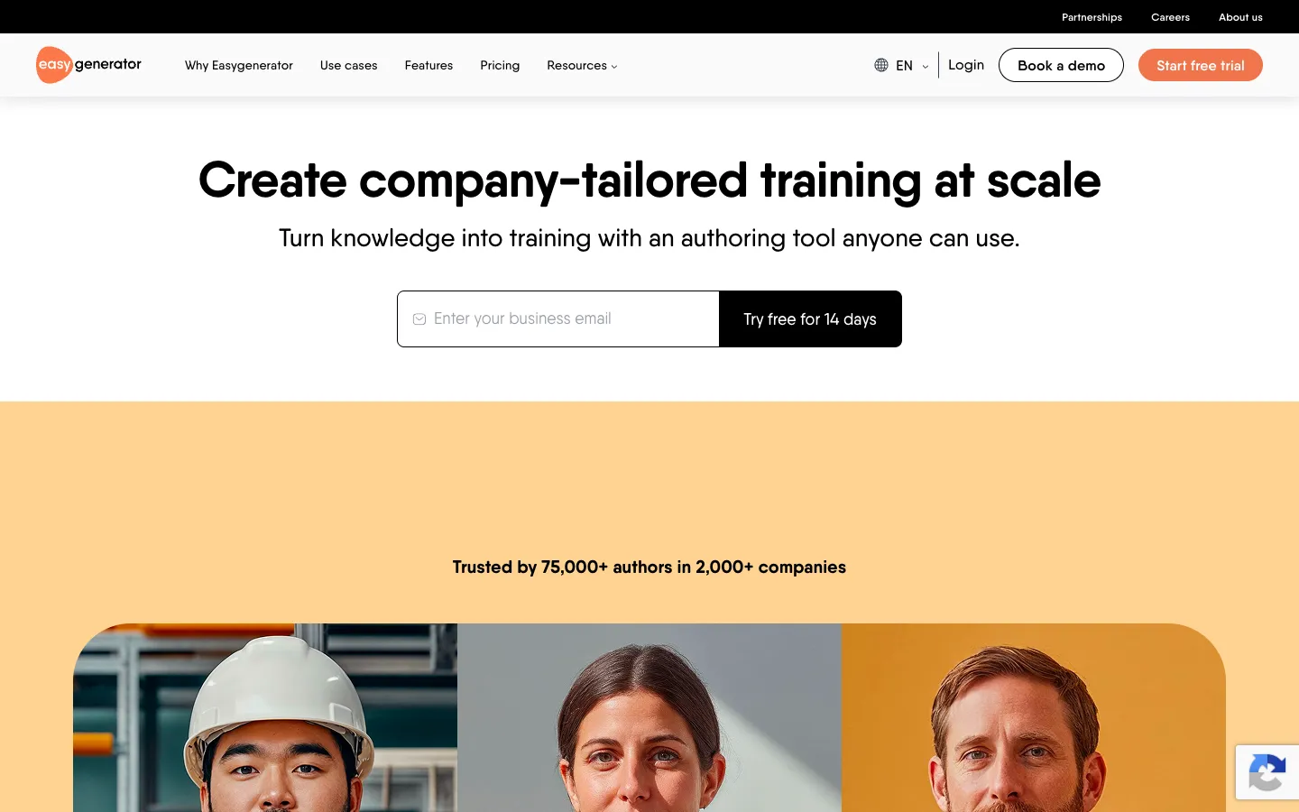Screenshot of the EasyAI homepage