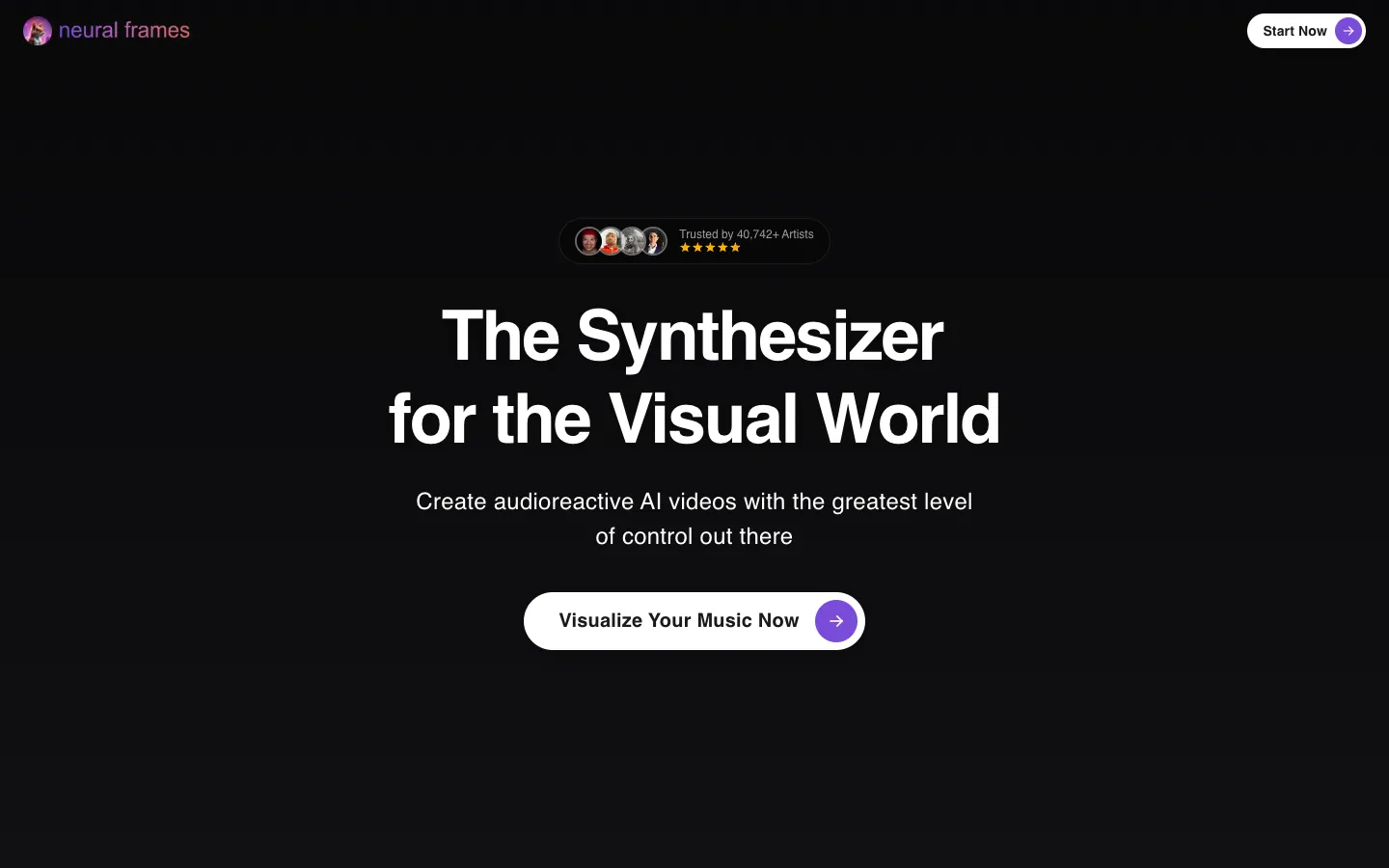 Screenshot of the neural frames homepage
