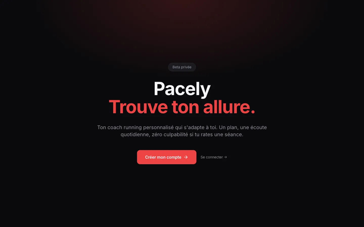 Screenshot of the Pacely homepage
