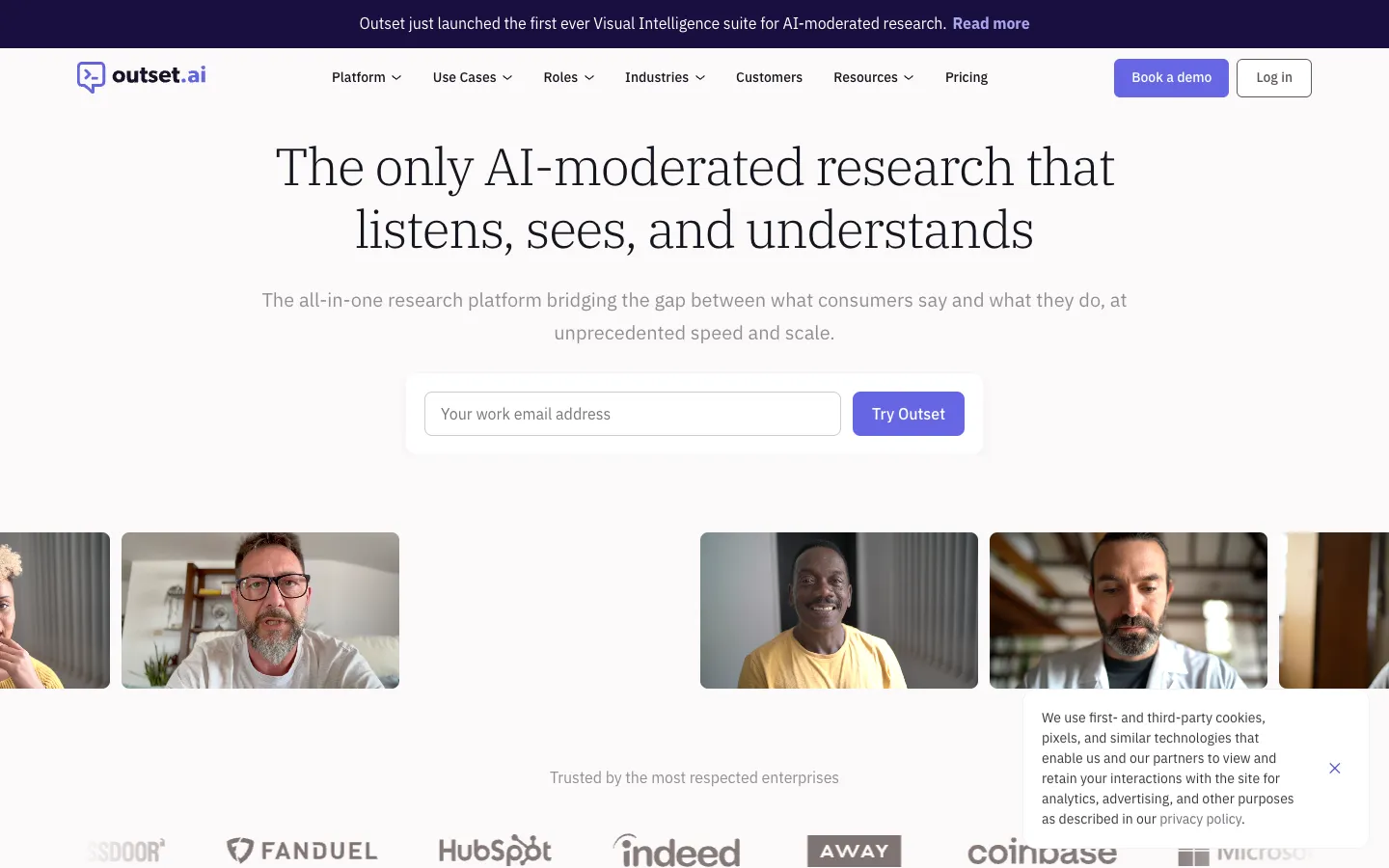 Screenshot of the Outset.ai homepage