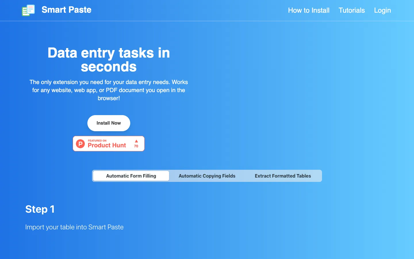 Screenshot of the Smart Paste homepage