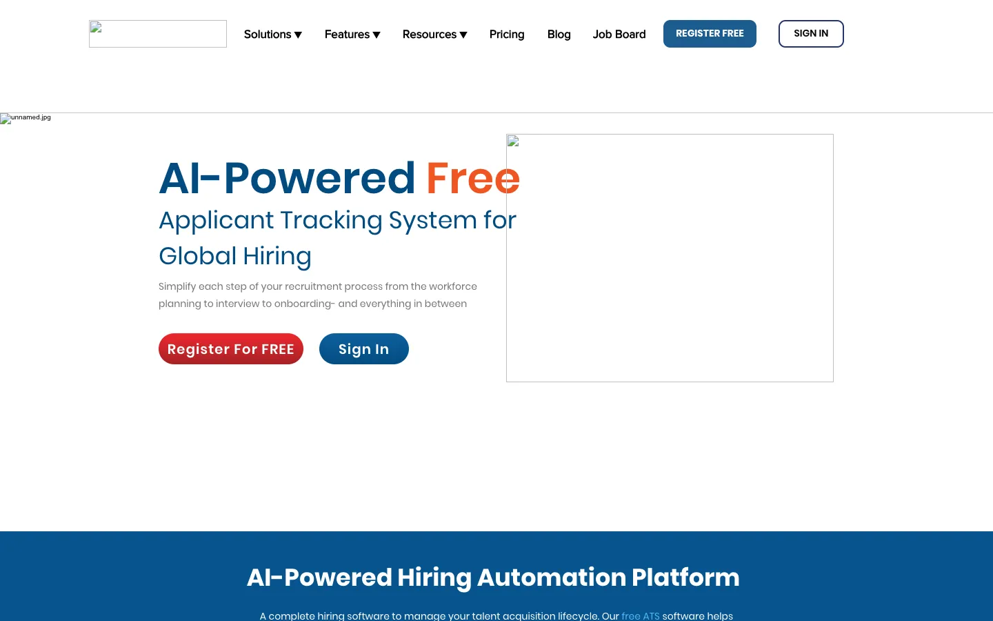 Screenshot of the HireTalent-Free Applicant TrackingSystem homepage
