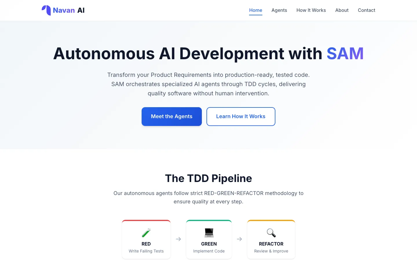 Screenshot of the navan.ai homepage