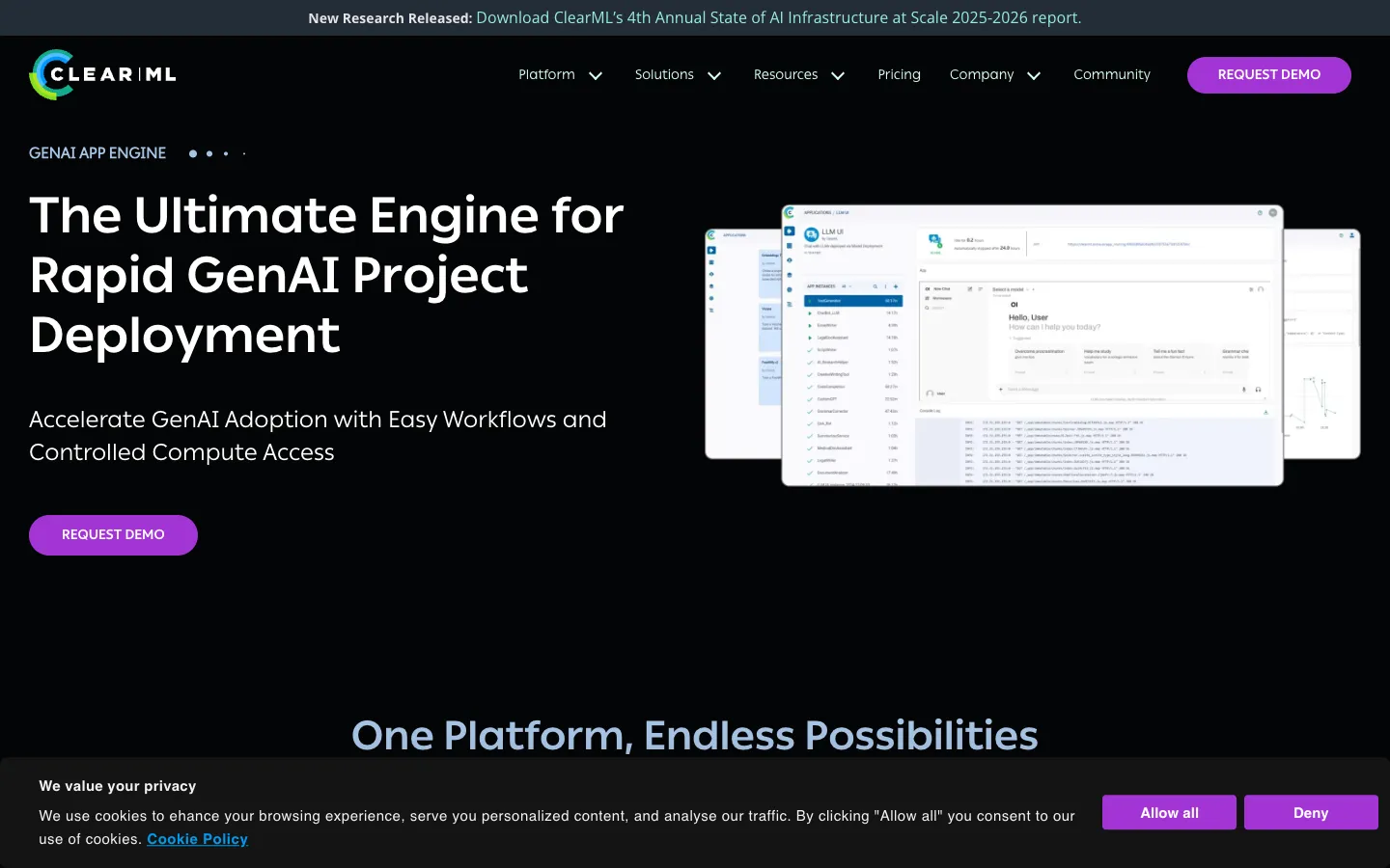Screenshot of the ClearGPT AI homepage