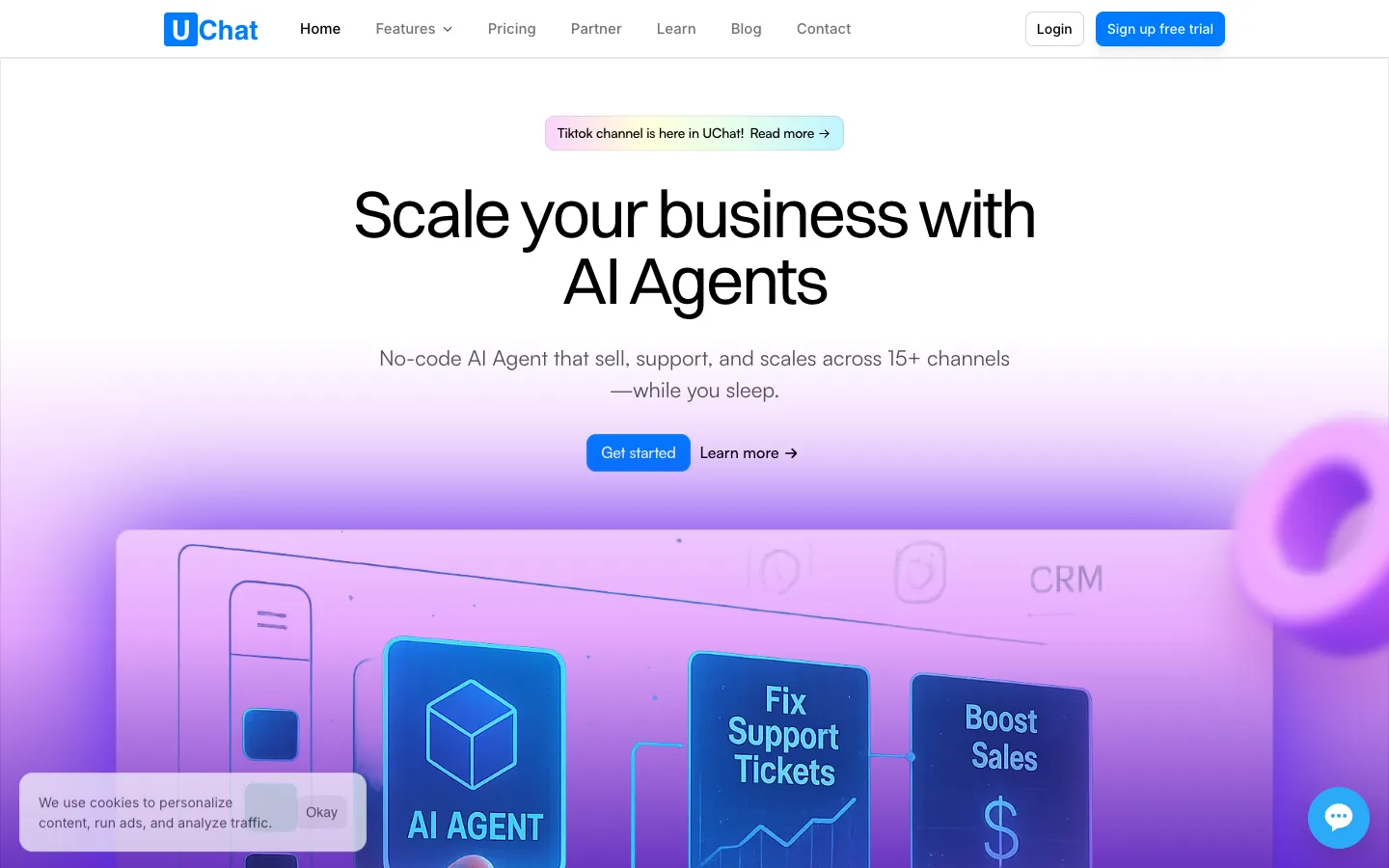 Screenshot of the UChat homepage