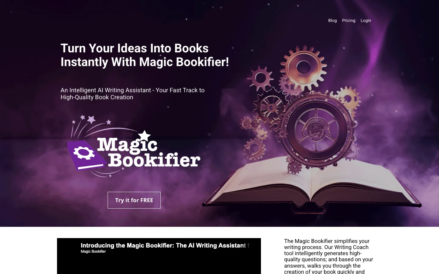 Screenshot of the Magic Bookifier homepage