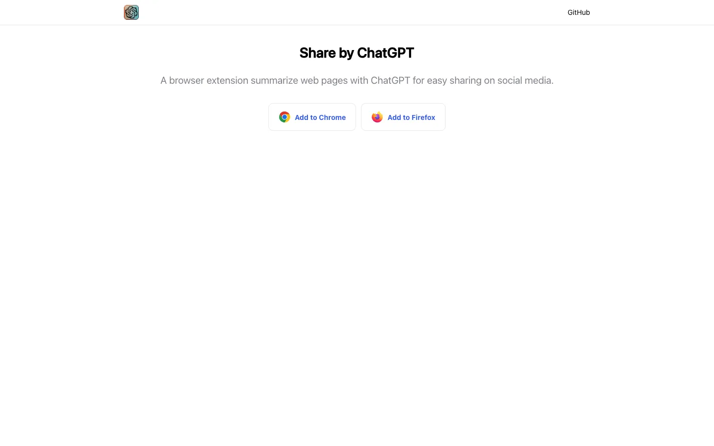 Screenshot of the Share by ChatGPT homepage