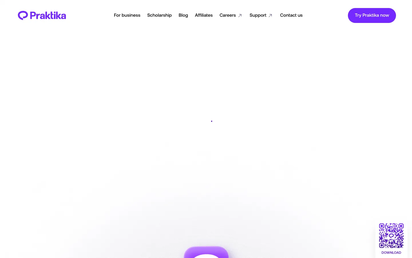 Screenshot of the ChatGPT English Praktika App homepage