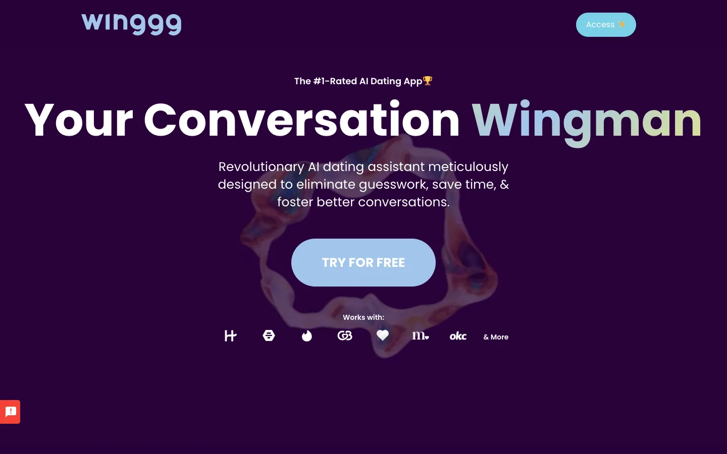 Screenshot of the Winggg homepage