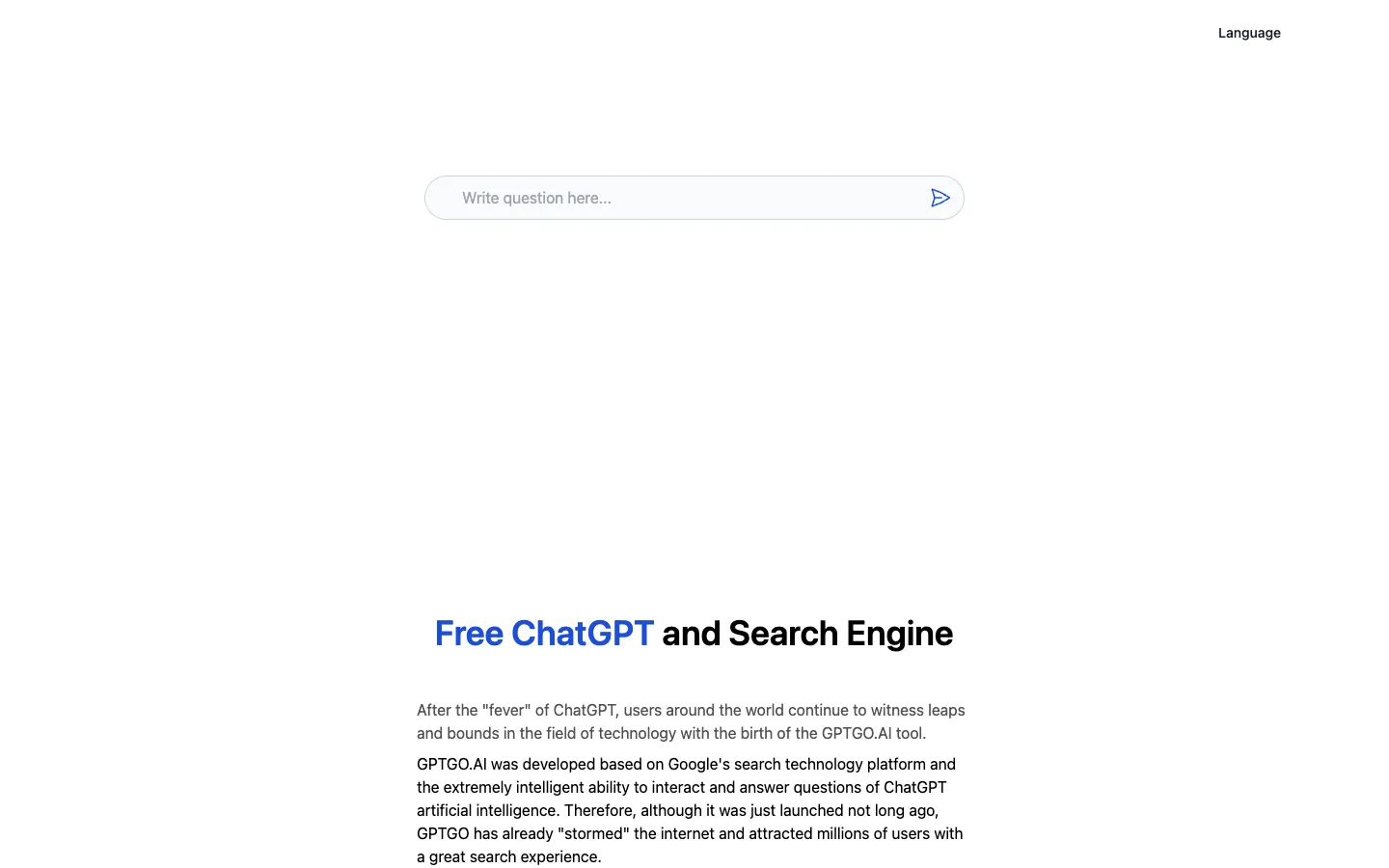 Screenshot of the GooGPT homepage