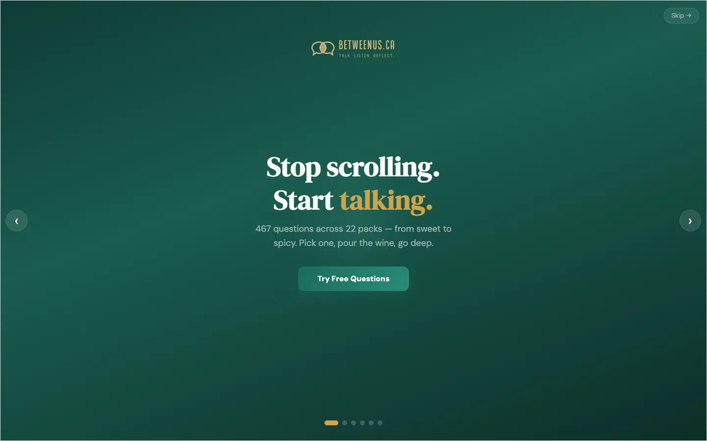 Screenshot of the Confab homepage