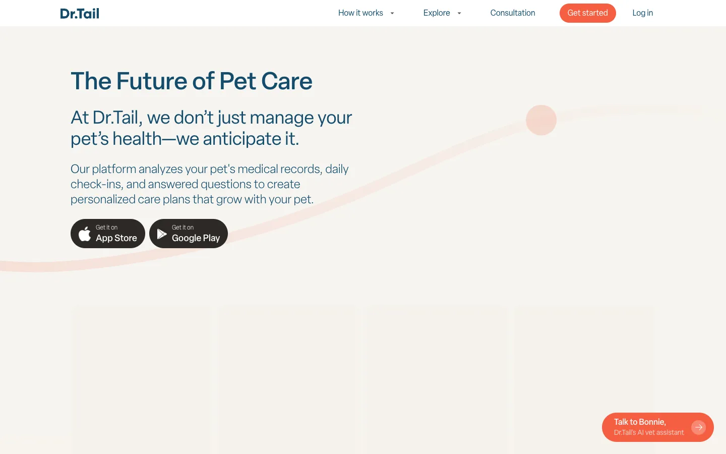 Screenshot of the Dr.Tail homepage