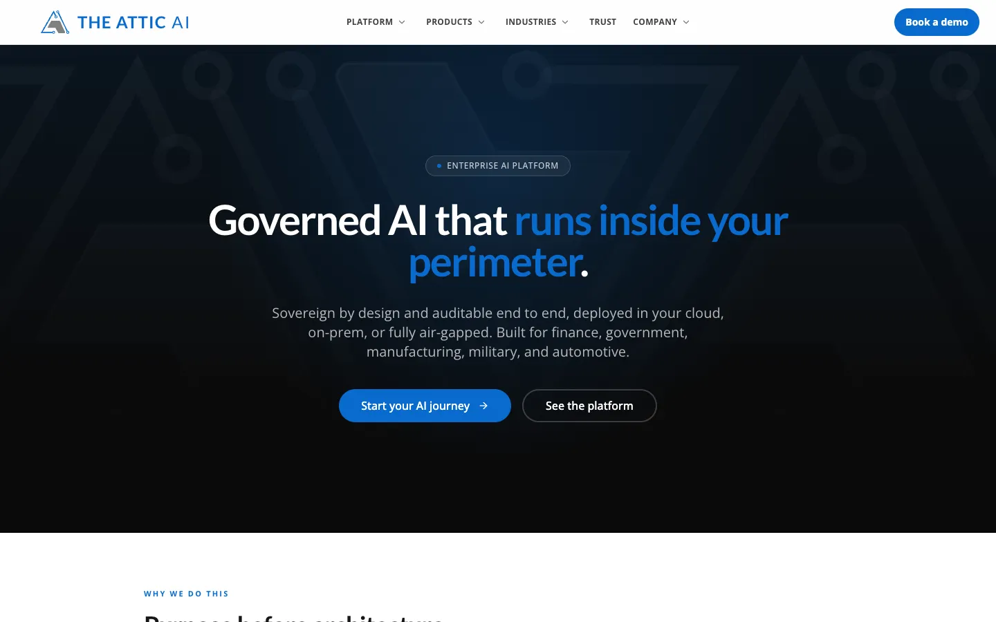 Screenshot of the The Attic AI homepage