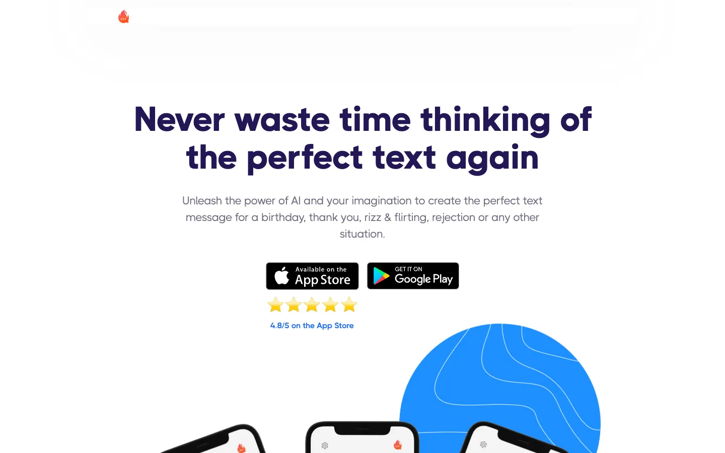 Screenshot of the FireTexts homepage