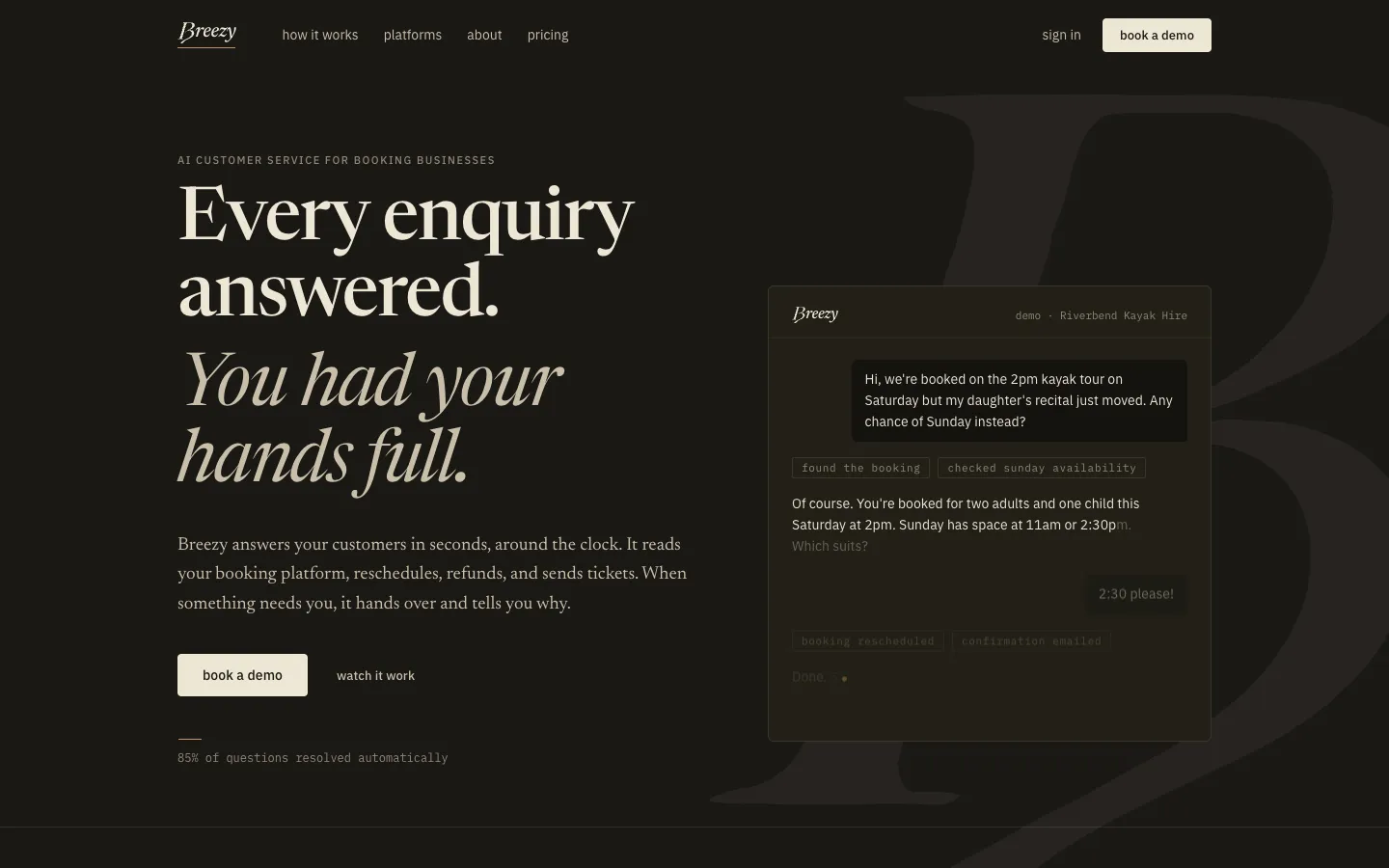 Screenshot of the Breezy.chat homepage