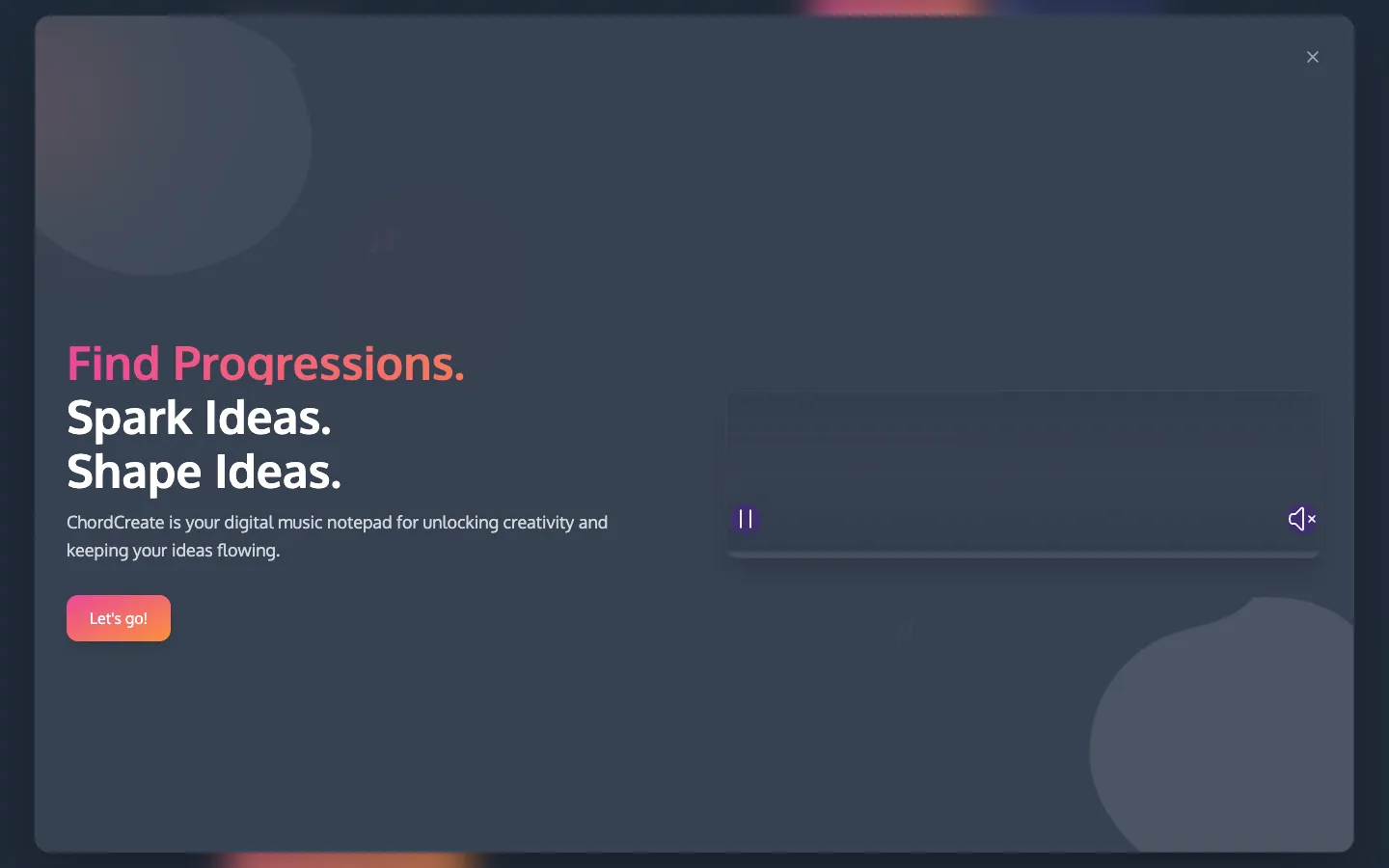 Screenshot of the ChordCreate homepage