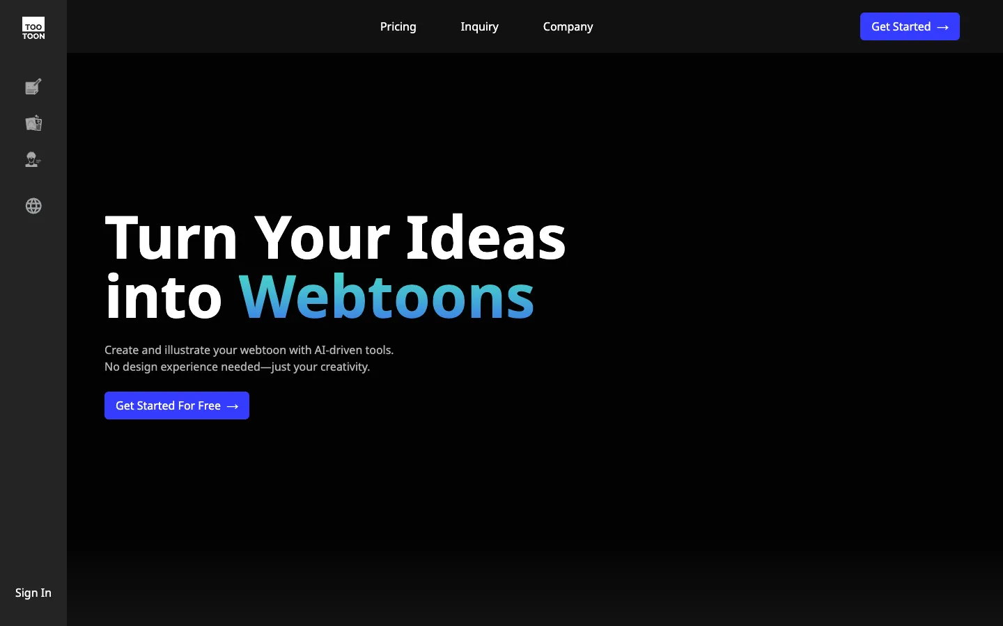 Screenshot of the TooToon-GPT homepage