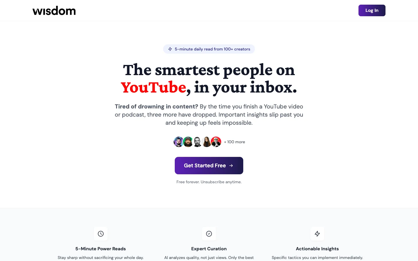 Screenshot of the WisdomAI by Searchie homepage