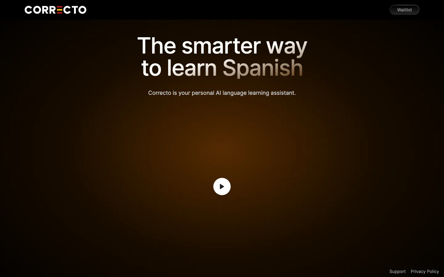 Screenshot of the Correcto homepage