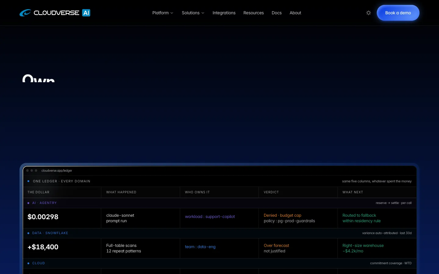 Screenshot of the CloudVerse.ai homepage