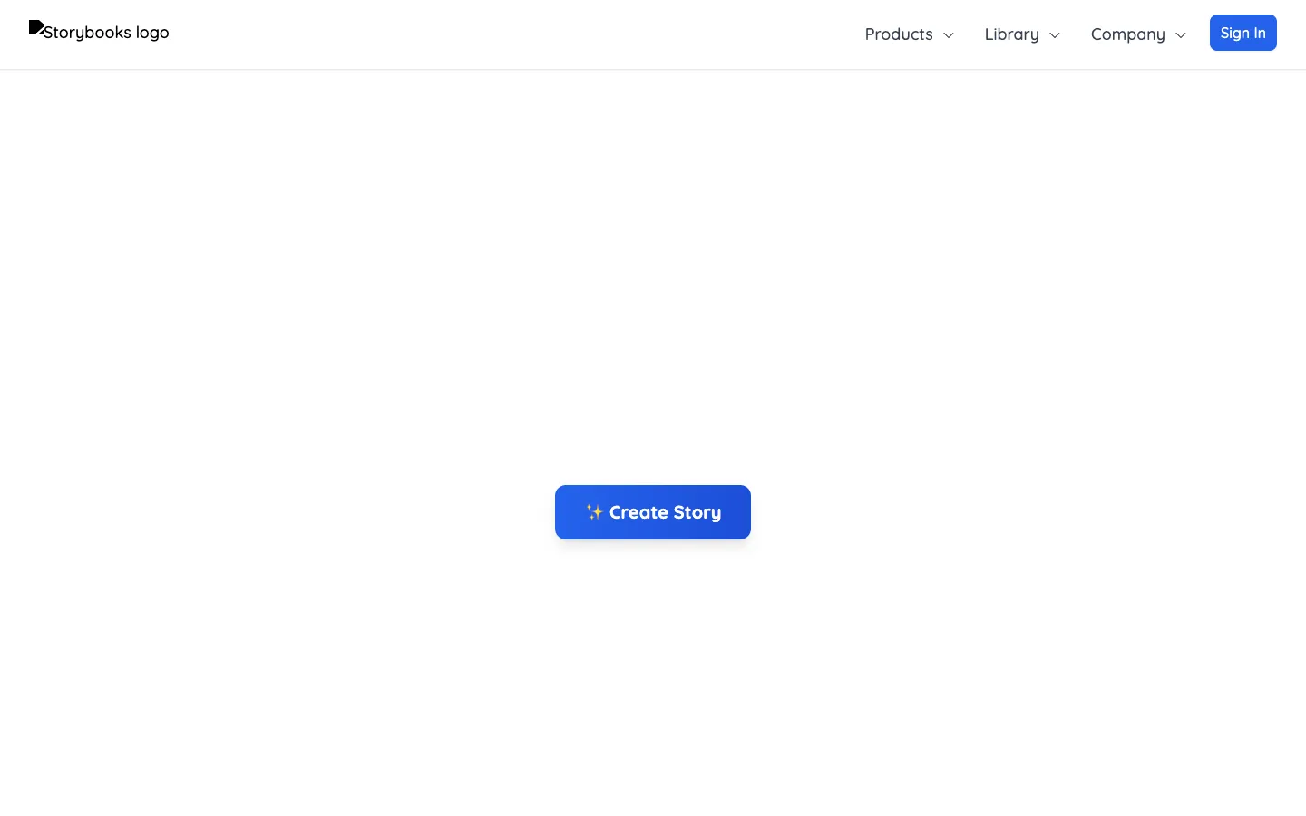 Screenshot of the StoryBooks homepage