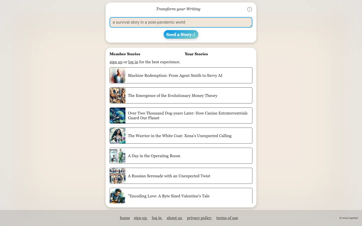 Screenshot of the Logolept homepage