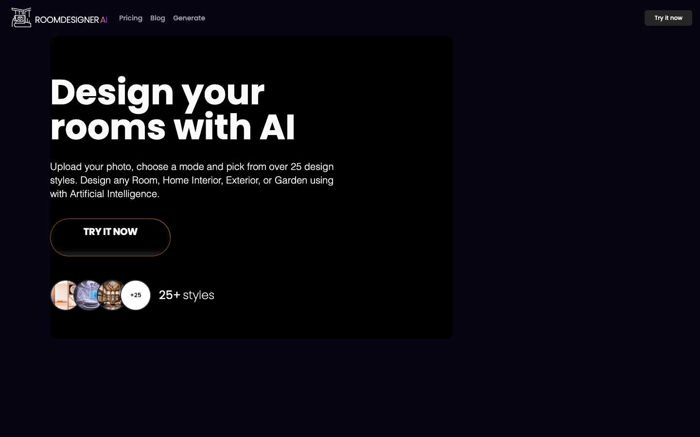 Screenshot of the roomdesigner.ai homepage