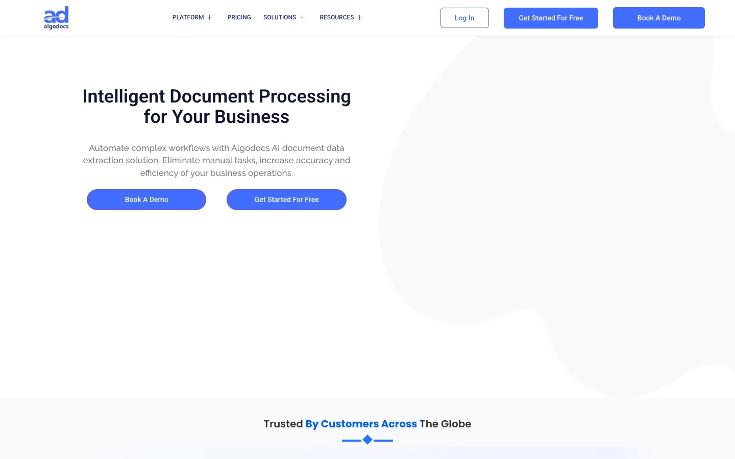 Screenshot of the AlgoDocs homepage