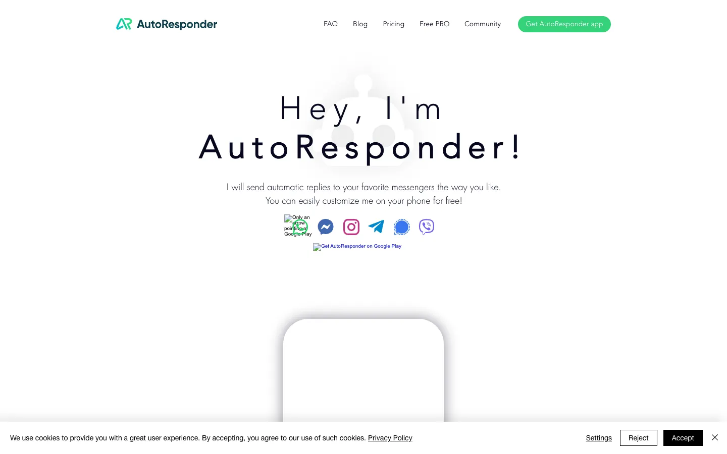 Screenshot of the AutoResponder.ai homepage