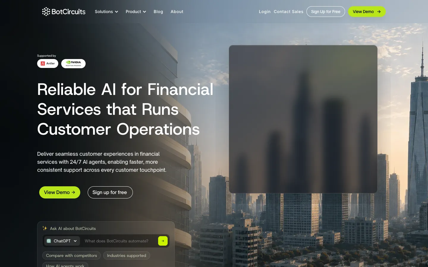 Screenshot of the BotCircuits homepage