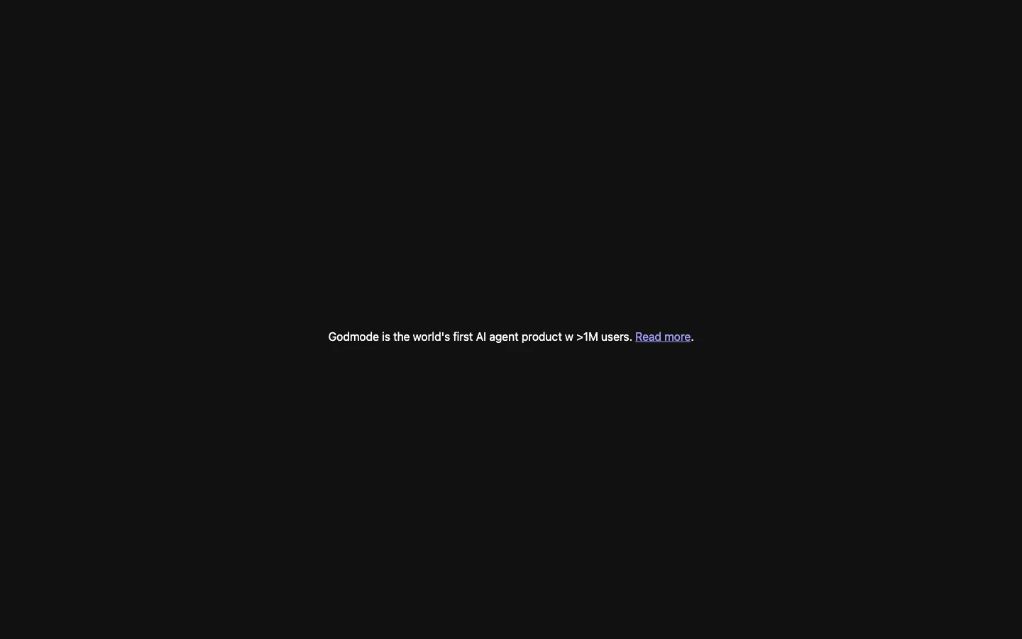 Screenshot of the Godmode homepage