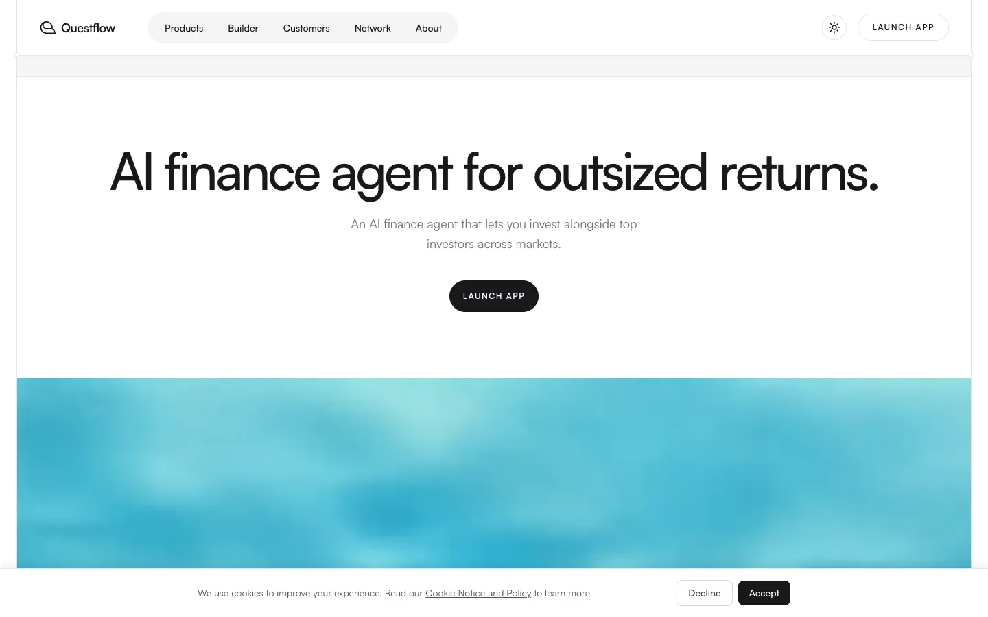 Screenshot of the Questflow homepage
