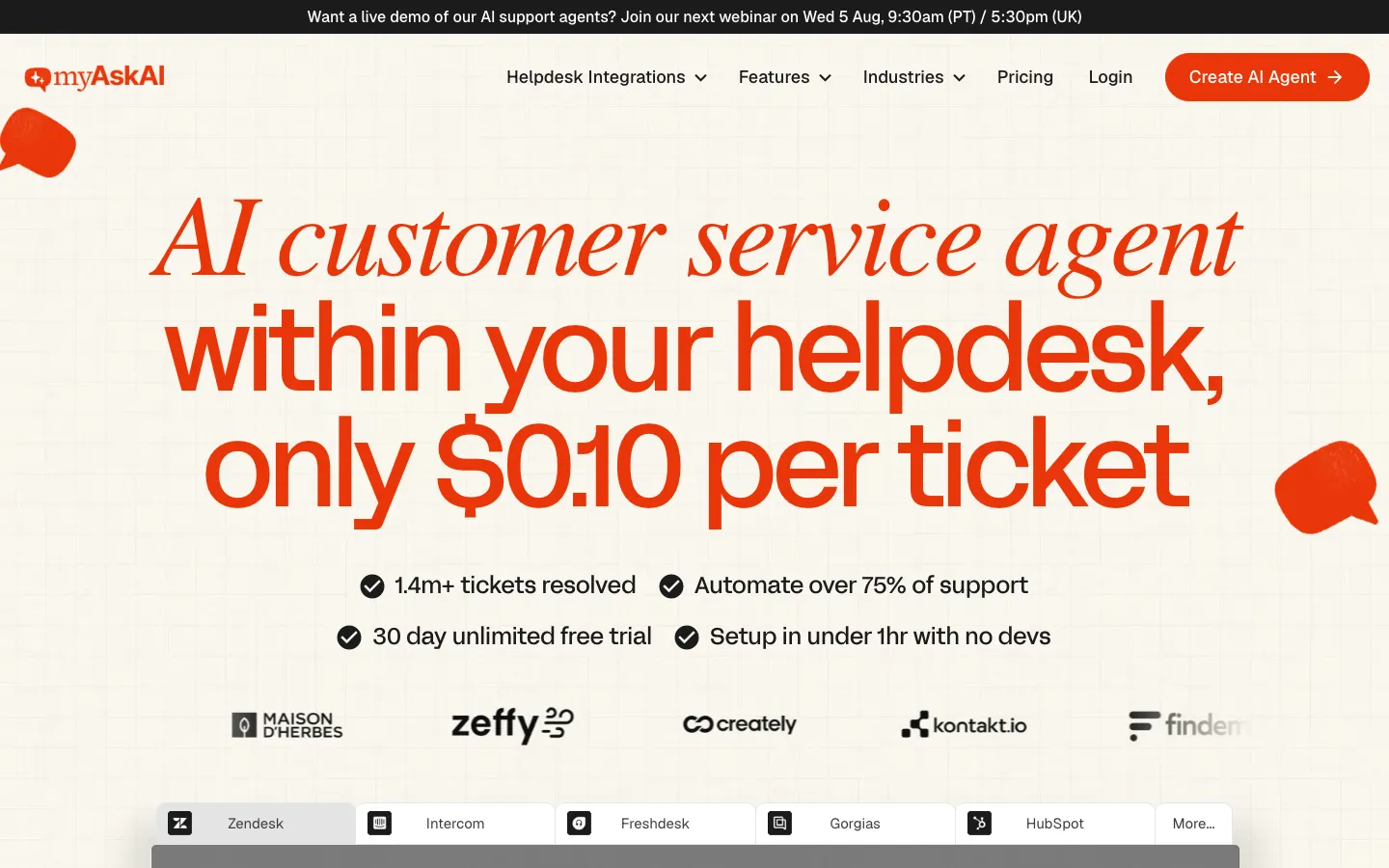Screenshot of the My AskAI homepage