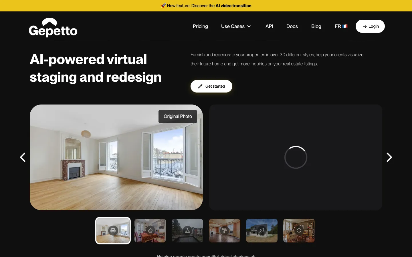 Screenshot of the Gepetto homepage