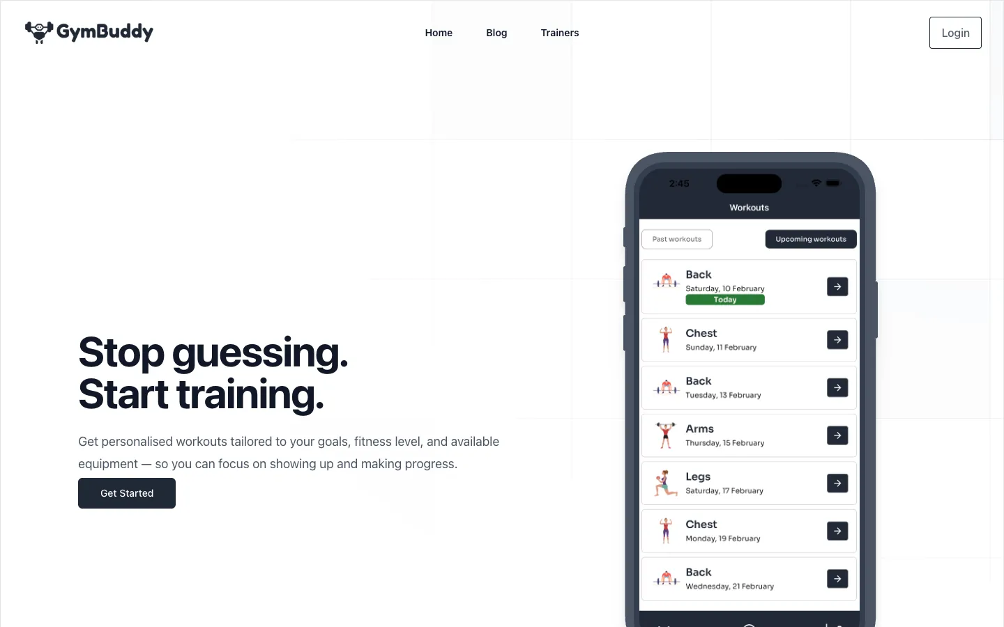 Screenshot of the Gymbuddy.ai homepage