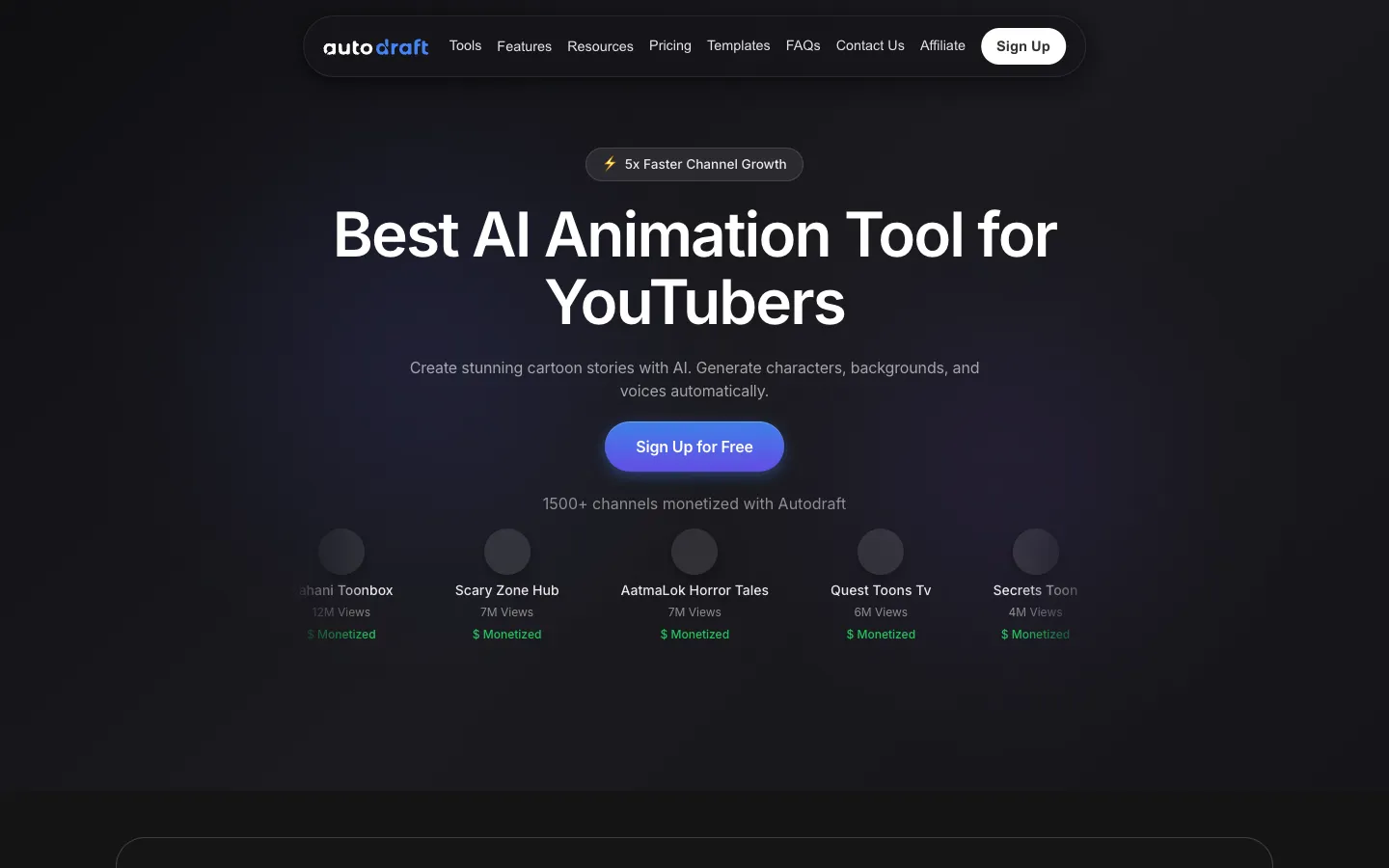Screenshot of the AutoDraft homepage