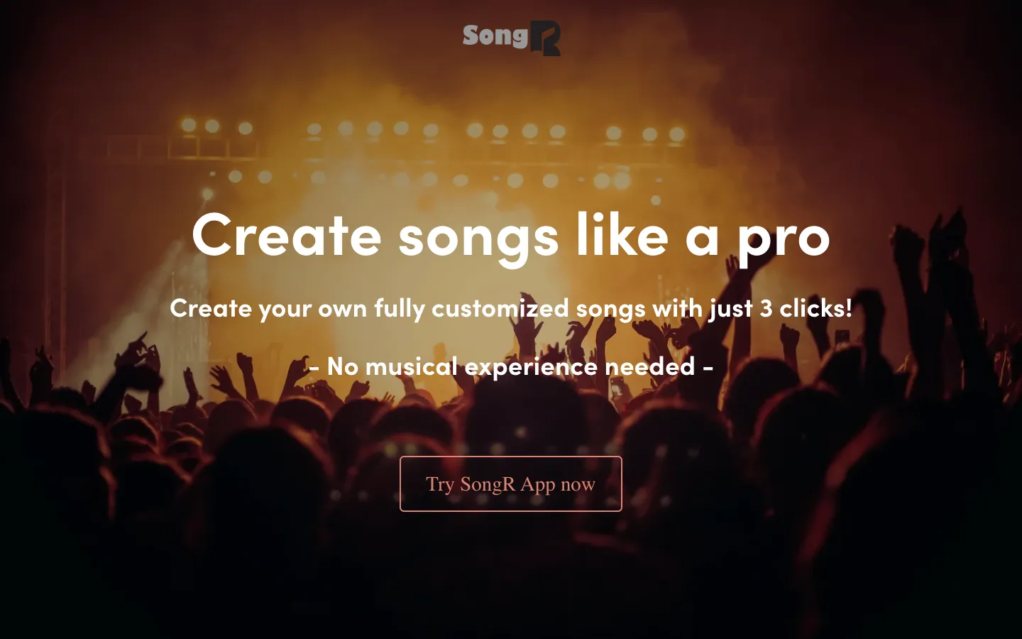 Screenshot of the SongR homepage
