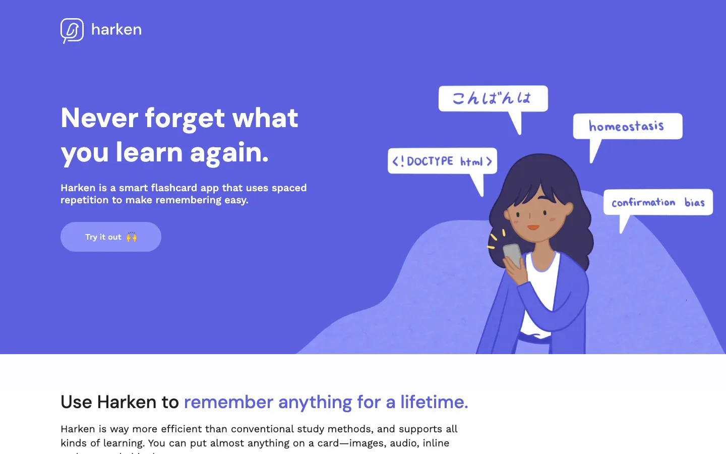 Screenshot of the Harken Chrome Extension homepage