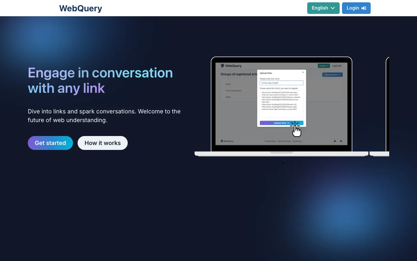 Screenshot of the AI-Powered Web Exploration - WebQuery homepage