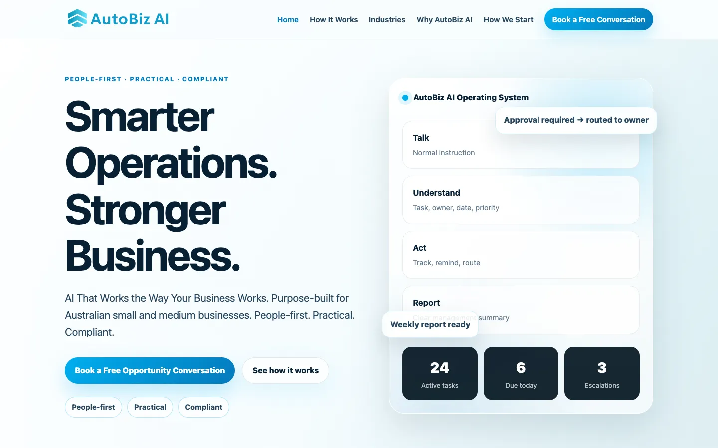 Screenshot of the AutoBiz homepage