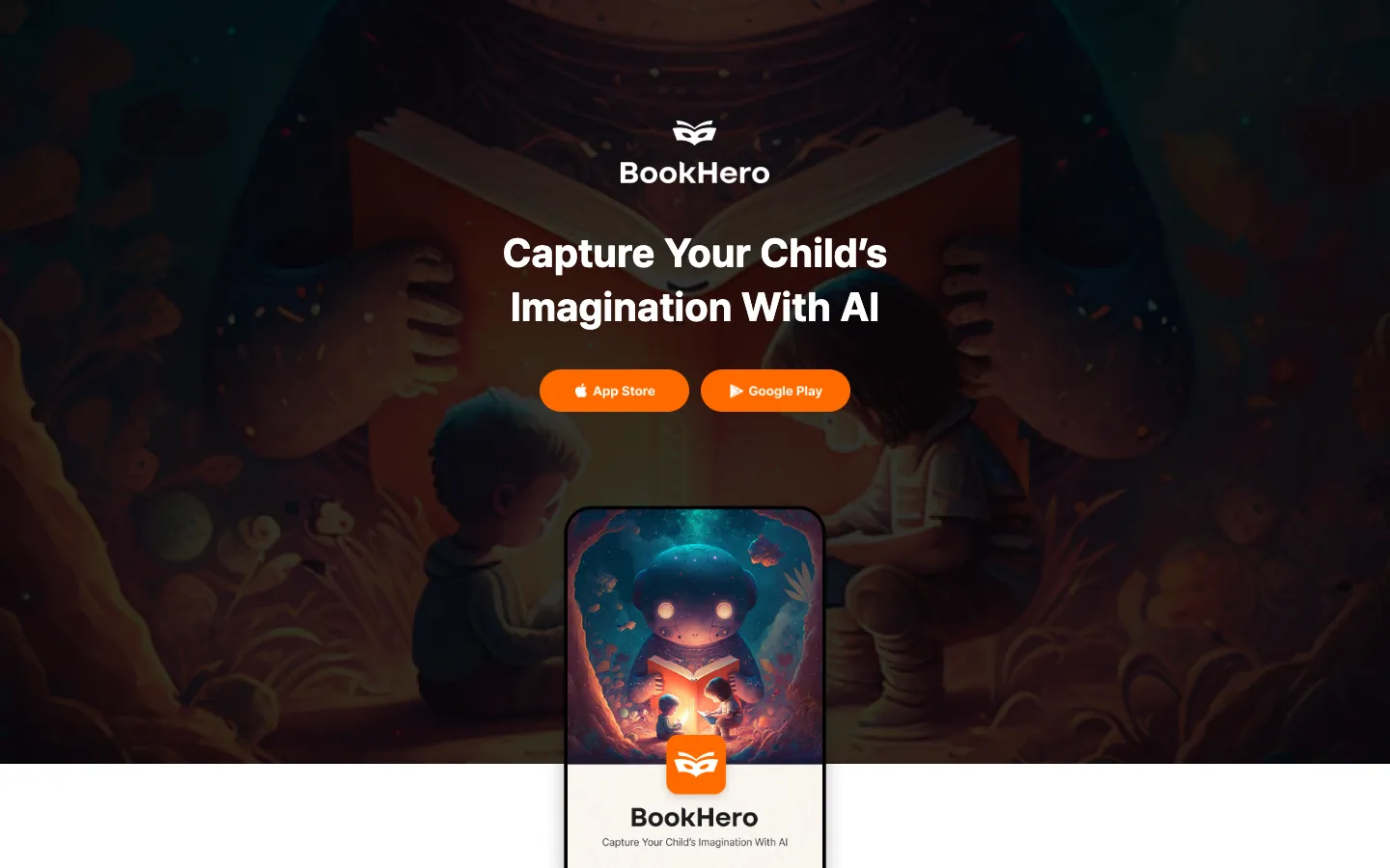Screenshot of the BookHero homepage
