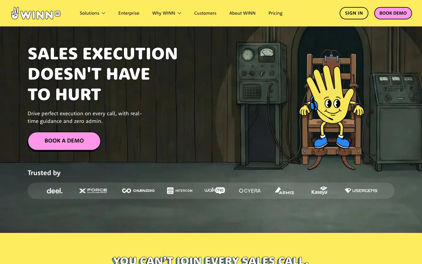 Screenshot of the Winn homepage