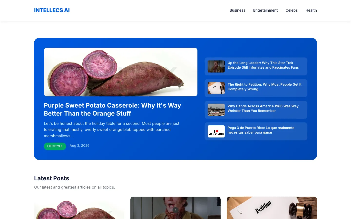Screenshot of the Intellecs.AI homepage