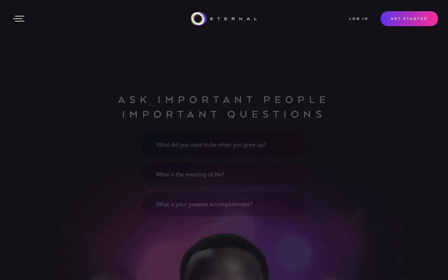 Screenshot of the Eternal AI homepage