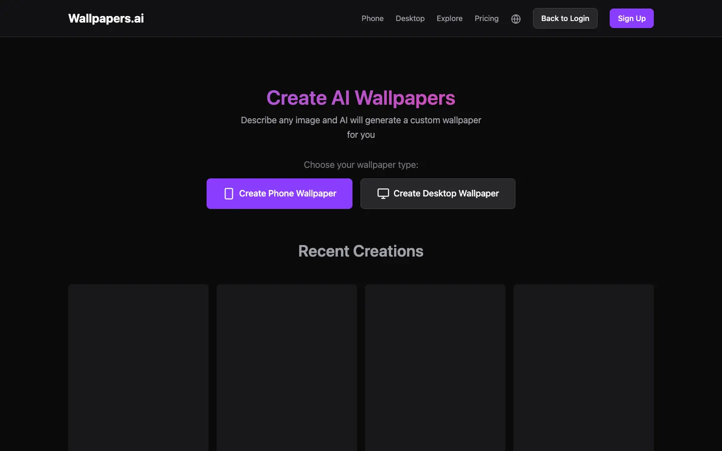 Screenshot of the Wallpapers.ai homepage