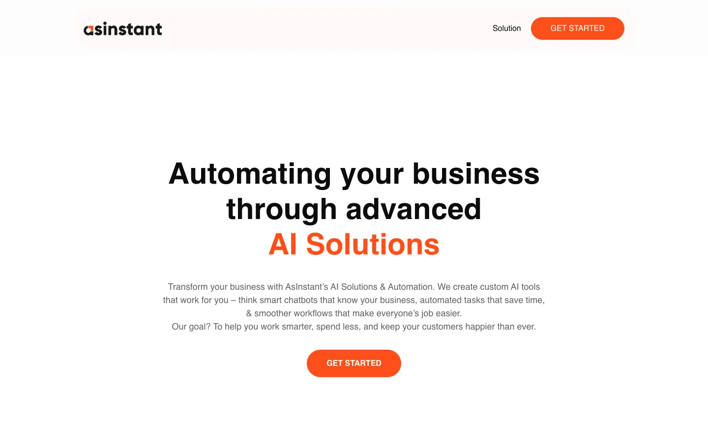 Screenshot of the Asinstant homepage