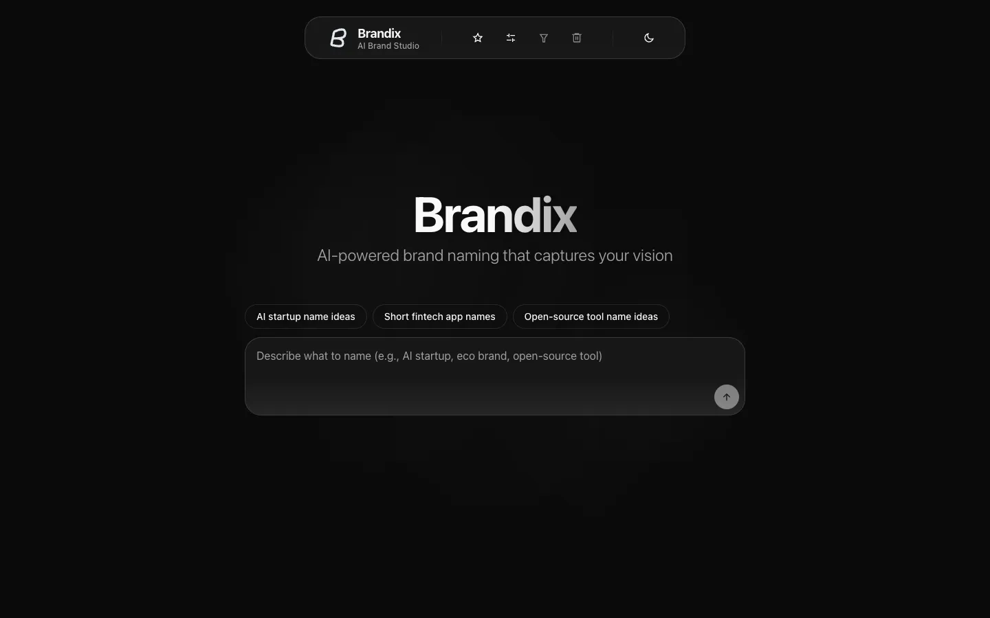 Screenshot of the Brandix AI homepage