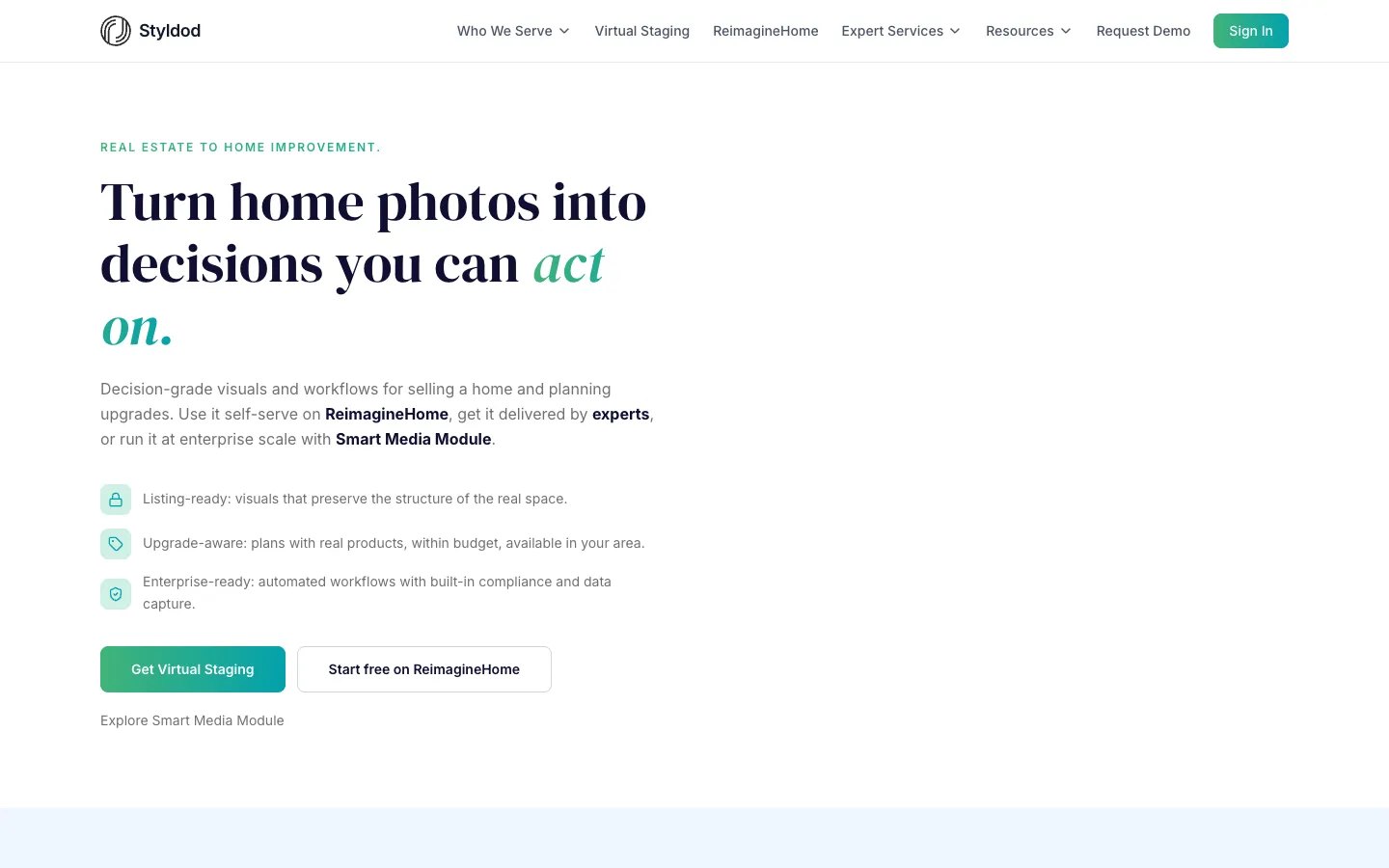 Screenshot of the Styldod homepage
