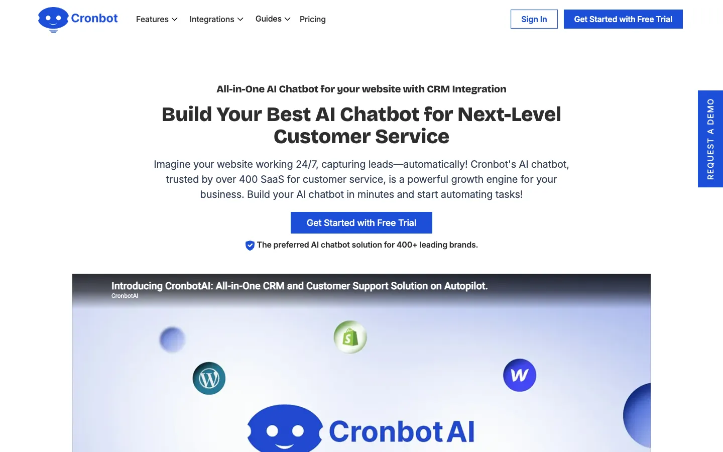 Screenshot of the Cronbot.AI homepage