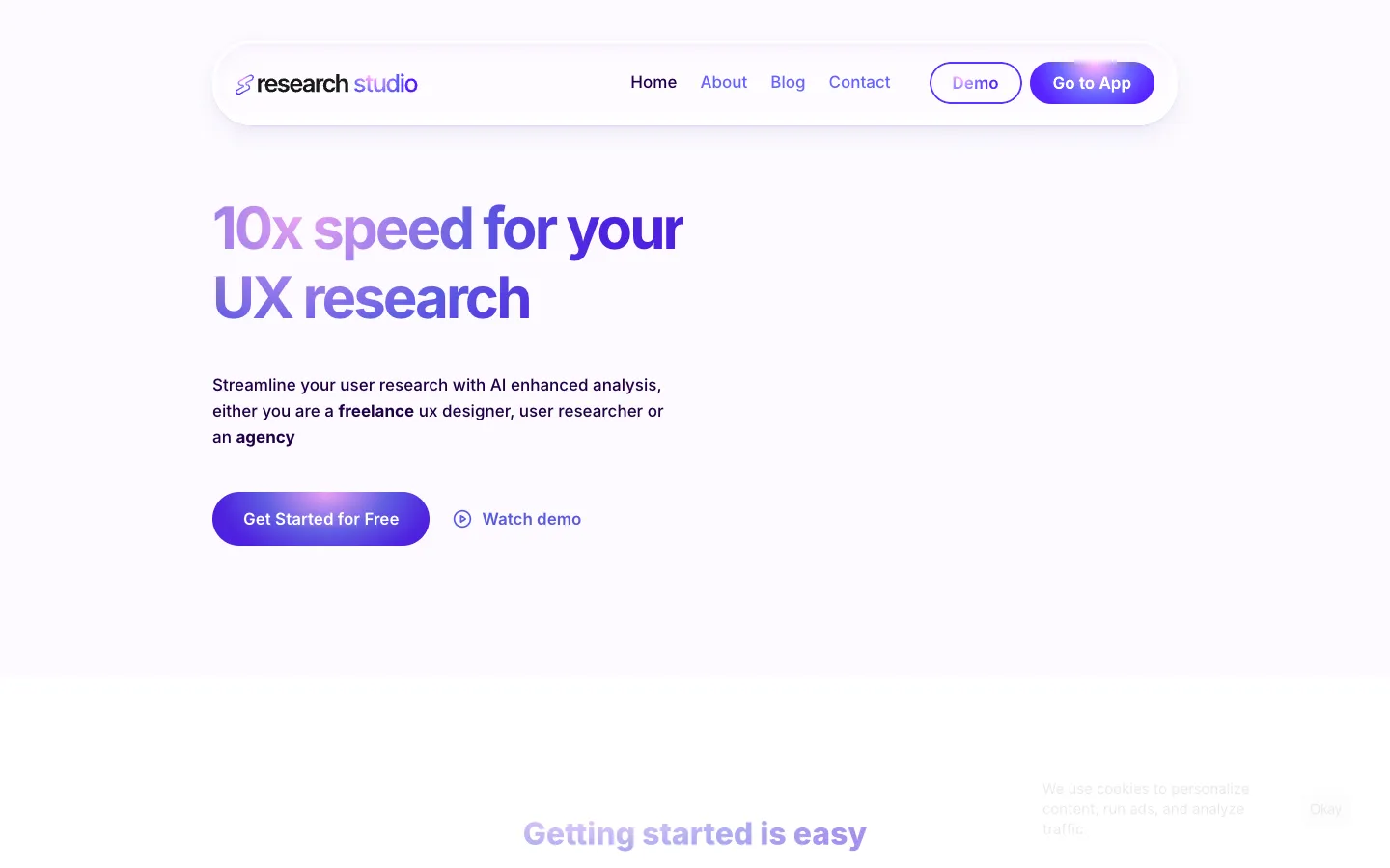 Screenshot of the Research Studio homepage